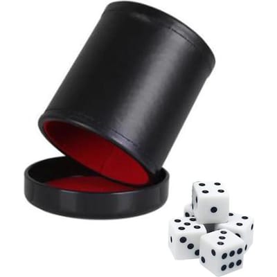 Leren dobbelbeker met deksel Groen Rood Binnenwerk Stil bij het schudden voor Liars Dice Farkle Yahtzee Bordspellen met 5 stuks D Praktisch Gebruik black
