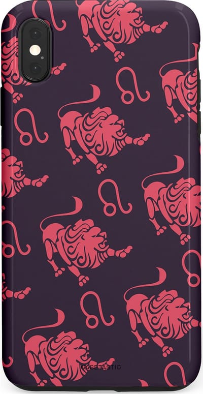 Casetastic Hoesje Geschikt voor Apple iPhone Xs Max - Stijlvolle Beschermende Duo-layer Case - Zodiak leeuw