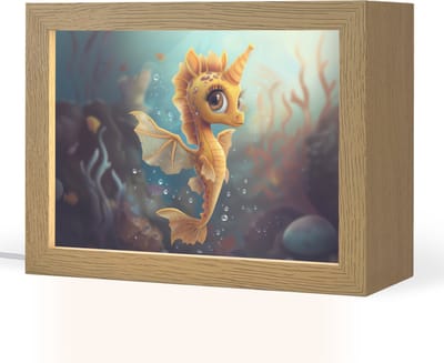 Nachtlampje 20x15 cm - Kinder lampje - Zeepaardje - Onderwater - Zeedieren - Oceaan - Tafellamp kinderkamer - Slaapkamer lamp - Bedlamp kinderen - Kinderlampje stopcontact - Wandlamp babykamer - Nachtlampjes
