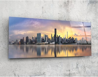 Panorama Glasschilderij - Nyc - Landschappen - Stad - Foto Print Op Glas 92 x 36 cm