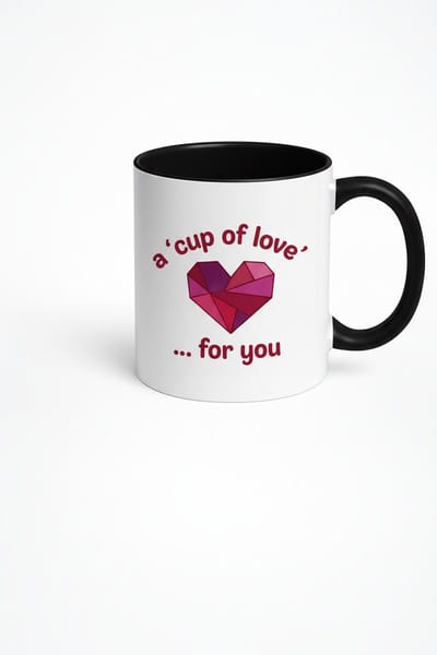 Cup of Love Mok met Geometrisch Hart en Liefdesboodschap | Romantisch Cadeau