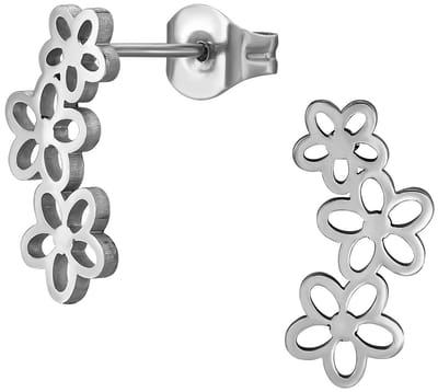 CS Joy - bloem oorbellen - Chirurgisch staal - 3 bloemetjes oorknoppen - 7 x 14 mm