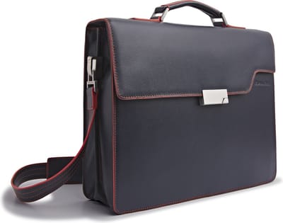 Evan Red Amsterdam Briefcase - Laptoptas - Navy Blauw - Leer
