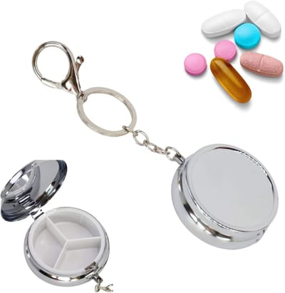 Draagbare multifunctionele pillendoos met 3 vakken voor medicijnen, vitamines en supplementen, ideaal voor dagelijks gebruik en reizen, 5,1 × 1,6 cm