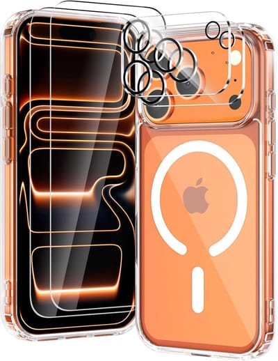 Schokbestendig Doorzichtig Hoesje | Geschikt voor: iPhone 17 Pro - Back Cover Transparant + 2x Tempered Glass Screen Protector + 2x Camera Protector | Compatibel met MagSafe