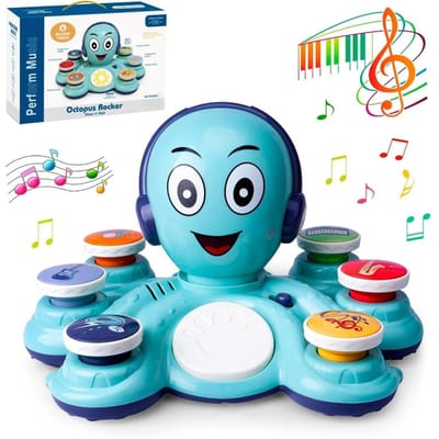1 Stuk Schattige Octopus Muziekspeelgoed instrument voor vroege educatie voor peuters leuk educatief speelgoed cadeau voor kleuters hemelsblauwe kleur
