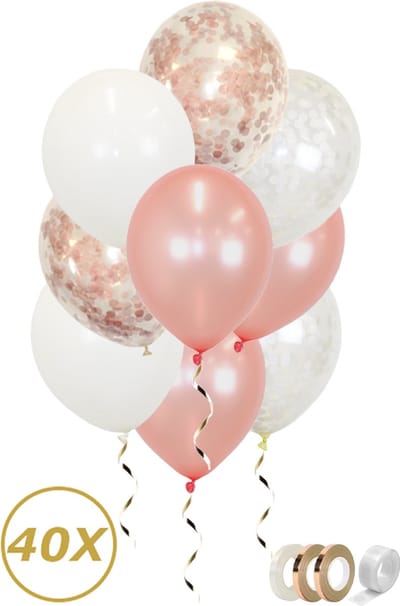 Rose Goud Ballonnen Confetti Verjaardag Versiering Sarah Witte Helium Ballonnen Feest Versiering Huwelijk – 40 Stuks