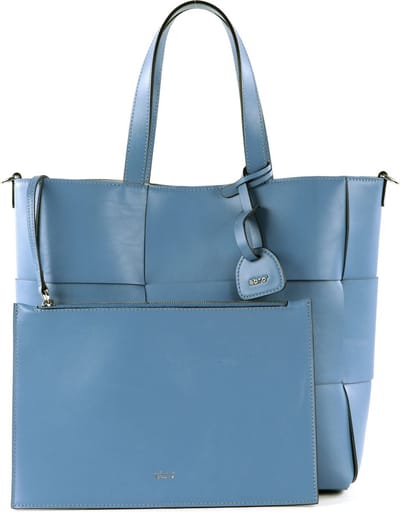 abro Leren Schoudertas Leather Artemide Shopper Chessboard Small Dreamblue Blauw