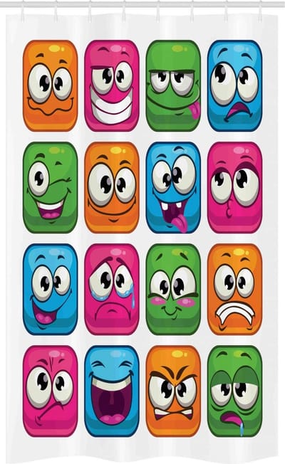 ABAKUHAUS Grappig douchegordijn – Cartoon Monster – 120 x 180 cm – 12 haken – multicolor