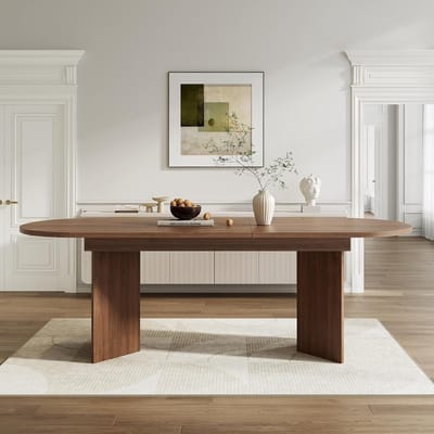 Uittrekbare eettafel ovaal 160/200 x 90 cm – walnootkleur – modern design voor 4-8 personen – stevige houten eetkamertafel – Vermissen