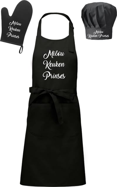 mijncadeautje - Cadeauset - Schort / koksmuts / ovenwant - Keukenprinses - met voornaam
