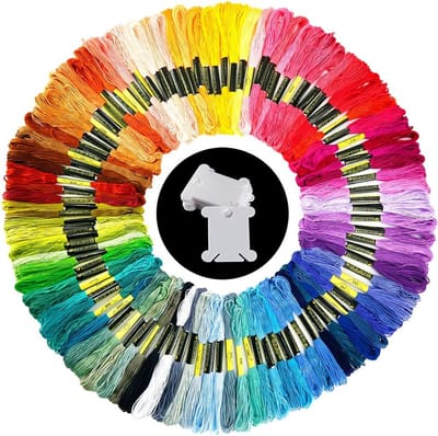 Famanu – Borduurgaren bundel met diverse kleuren en accessoires, ideaal voor handwerk, kruissteek en hobbyprojecten