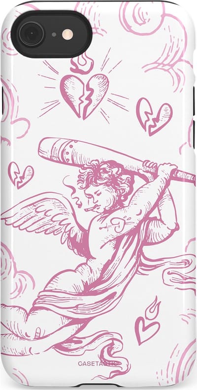 Casetastic Hoesje Geschikt voor Apple iPhone 7/8/SE - Stijlvolle Beschermende Duo-layer Case - Engel Roze Liefde