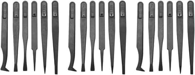 Precisie Pincet Set - Anti Statisch Gereedschap - Elektronica Reparatie - Hand Afgewerkte Tips - 18 Stuks - Zwart