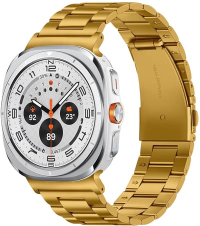 SBG RVS Schakel Bandje Geschikt voor Samsung Galaxy Watch Ultra / 2 - Roestvrij Staal Horlogebandje Goud