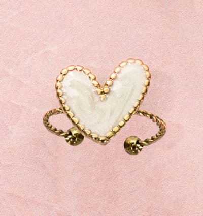 Verstelbare Statement Ring met Parelmoer Hart | Stainless Steel Goud