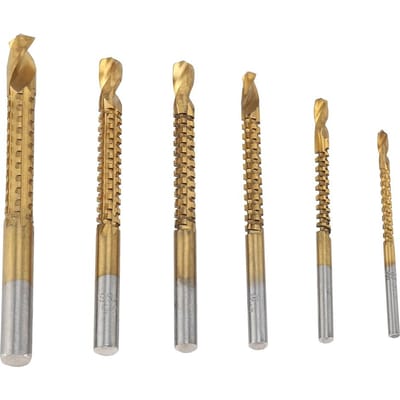 6 Stuks HSS Titanium Gecoate Boor Houtbewerking Hout Aluminium Plastic Gat Groefgereedschap