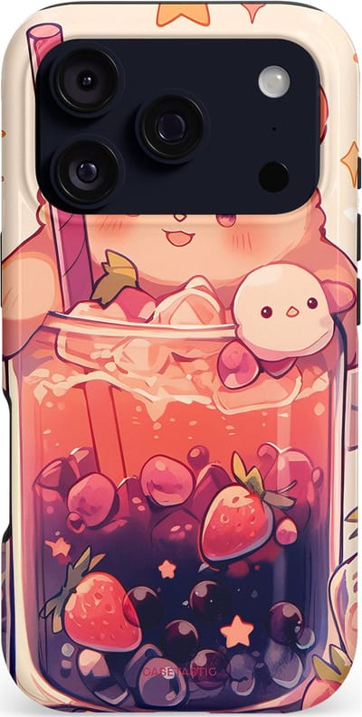 Casetastic hoesje geschikt voor Apple iPhone 17 Pro - MagSafe - Dubbellaagse bescherming - Beertjes Cocktail - Fashion Case - Crème Perzik Koraal Donkerblauw