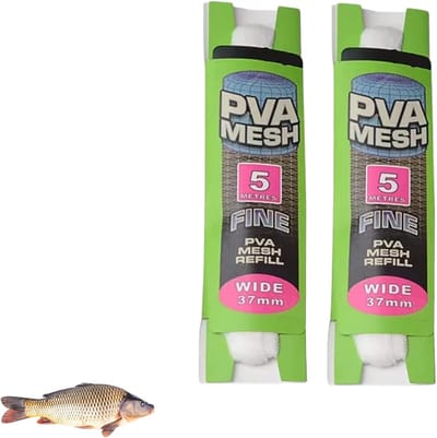 Dailygoods- Karperviszakken PVA 2 Stuks - Wateroplosbaar - Aaszakken - Gaas Navulling - Milieuvriendelijk - 37 mm x 5 m - Aasnet