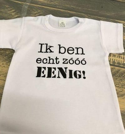 Baby Rompertje met eigen tekst bedrukking | Korte mouw | wit  | maat 56