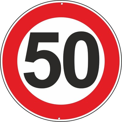 Snelheidsbord 50 - Verkeersbord Aluminium - Veiligheid Buiten - 3mm Aluminium Composiet - Ø 30 cm