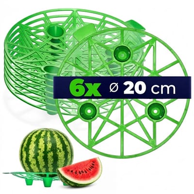 KADAX fruitsteun Ø 20 cm, set van 6 stuks, kunststof meloensteun, klimsteun voor watermeloen, pompoen en meloen, pompoensteun, fruitsteun voor in de tuin
