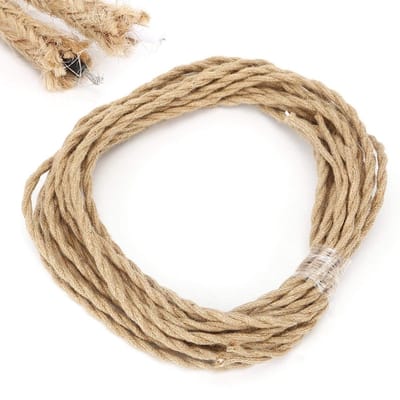 Dailygoods - Vintage Jute Touw Electriciteitsdraad 5m - DIY Chandelier Lichtkabel