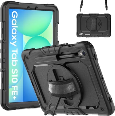 Cazy tablet Hoes geschikt voor Samsung Galaxy Tab S10 FE Plus - Shockproof Case met Screenprotector - Zwart