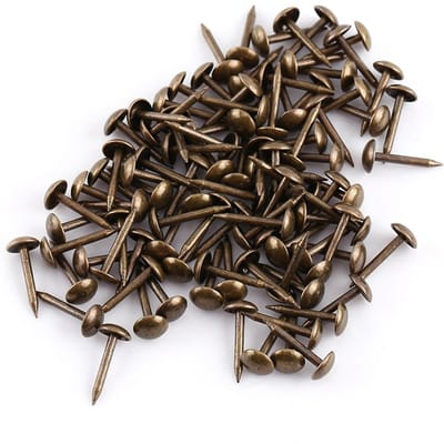100 stuks vintage gestoffeerde spijkers, brons, metalen label, meubel, bank, schoen, deur, decoratieve spijker 6*14mm