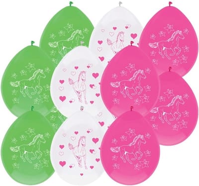 Ballonnen paarden thema - 12x - 30 cm - paard/pony versiering - kinderfeestje/kinderpartijtje