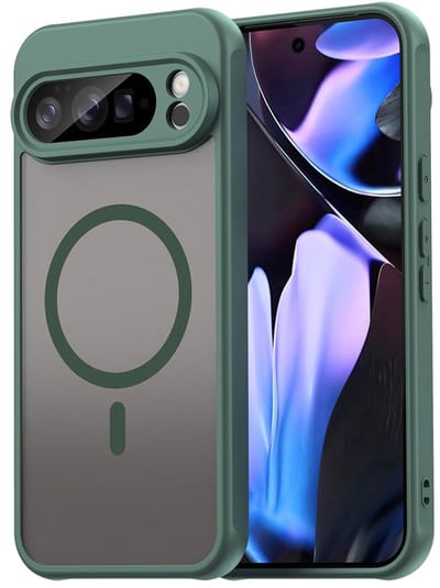 MobyDefend Hoesje - Geschikt voor Google Pixel 10 Pro XL - Case Geschikt voor MagSafe - Mat Transparant Met Gekleurde Rand - Groen