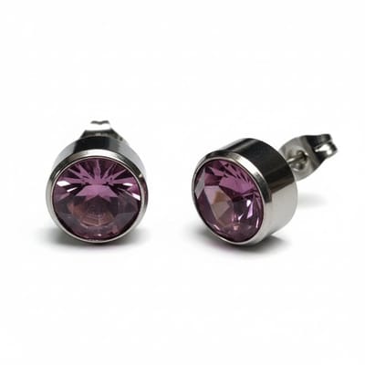 Aramat Jewels | Oorbellen | Oorstekers – Staal Kristal Licht Paars Zilverkleur (10mm) | | | |10mm | Staal | Kinderen, Volwassenen | Verkleurd niet