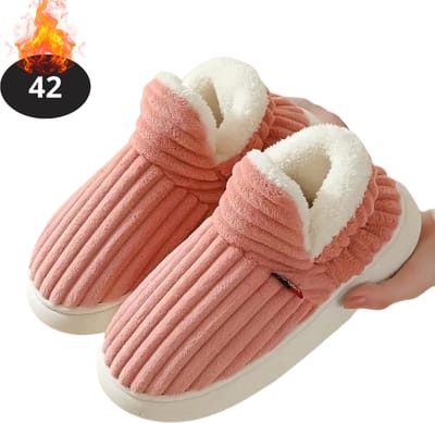 Nivard Warme Pantoffels - Sloffen - Slippers - Dames - Heren - Pluche - Maat 42- Roze