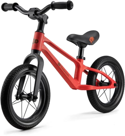 Kinderkraft ETER Loopfiets - Voor Kinderen vanaf 2 Jaar tot 35 kg - Verstelbaar Zadel, 12" PU-wielen en Eco-Leren Zitting - Rood