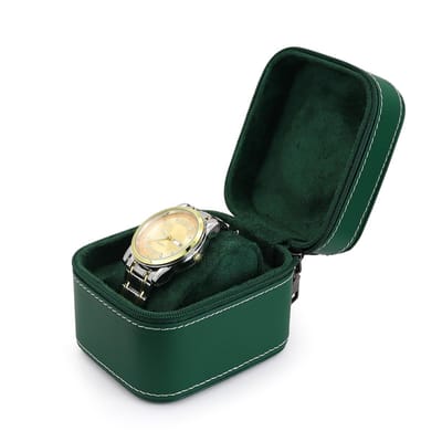 Dailygoody - Watch Box - Groene PU Leren Horlogedoos met Verwijderbare Kussen voor Reizen