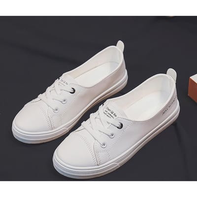 Lente en Zomer Nieuwe Zacht Lederen Bovenkant Zachte Zool Laag Uitgesneden Ademende Witte Schoenen Damesschoenen Alles-Passend Antislip Platte Witte Schoenen 39 white