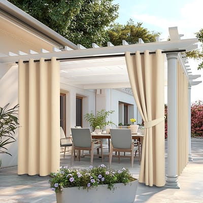 Dailygoods - Dailygoody - Zonnezeil Buiten - Waterdicht - Beige - Gordijnen Balkon - Thermogordijn Veranda - 2 Stuks 140 x 215 cm