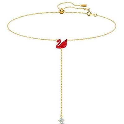 Swarovski Iconische Zwaan Y-Halsketting Damesketting Rood Goud 5527408 Box (Random Color) beige
