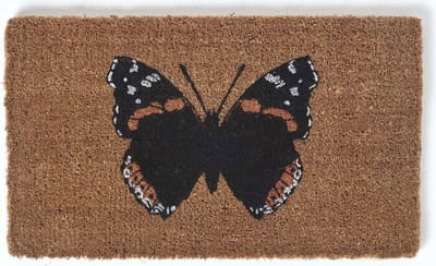 Homescapes - Antislip deurmat van kokosvezel vlinder admiraal
