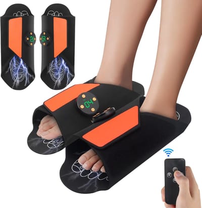 EMS Voetmassage Mat met Afstandsbediening – Elektrische Voetmassager voor Pijnverlichting, Voetmassage Apparaat tegen Voetpijn & Plantar Fasciitis, Draagbare Massage Slippers met 8 Modi en 19 Intensiteiten