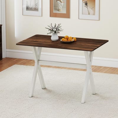 Eettafel Hout - Keukentafel Rechthoekig - Eten Zitten - X-vormige Poten - 110 x 765 cm - Walnoot Wit