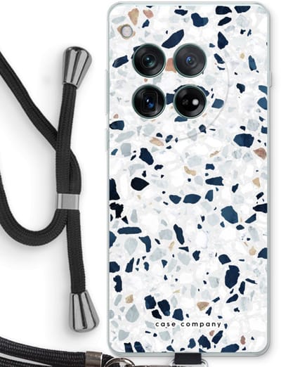 Case Company® - Hoesje met koord geschikt voor OnePlus 12r hoesje met Koord - Terrazzo N°1 - Telefoonhoesje met Zwart Koord - Bescherming aan alle Kanten en Over de Schermrand