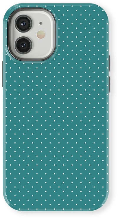 Micro Dots Tough Hoesje geschikt voor iPhone 12 | Geschikt Voor Mag | Stippen Motief Backcover geschikt voor iPhone 12 Deep Teal
