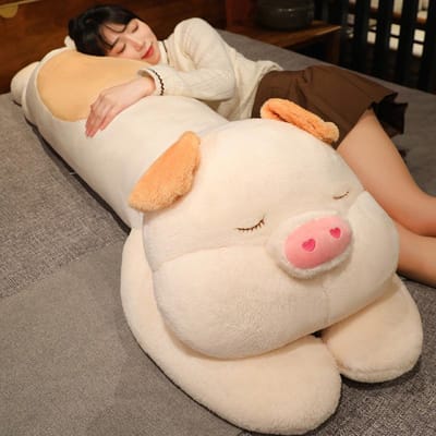 Enorm Varkens Knuffeldier Gevuld Dier Knuffels Reusachtige Lange Mopshond Slaapkussen Pluizige Pop Zacht Kinder Verjaardagscadeau Woondecoratie 55-60cm