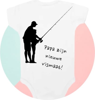 Romper softtouch - papa zijn nieuwe vismaat - 0-3 maanden - kraamcadeau voor papa