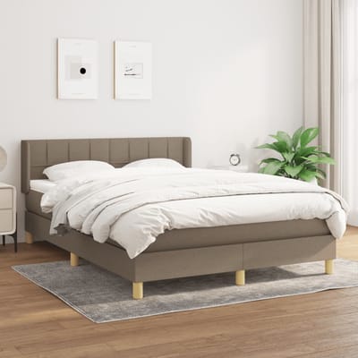 vidaXL - Boxspring - met - matras - stof - taupe - 140x200 - cm