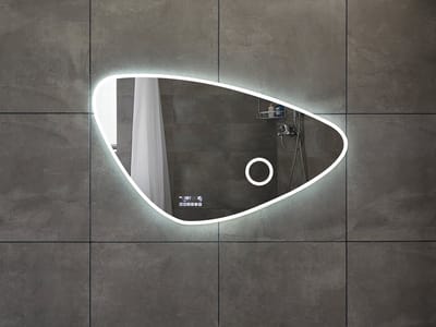 Mawialux LED Badkamerspiegel - Bluetooth en speakers - 120x69cm - Asymmetrisch - Verwarming - Touchscreen - Dimbaar - Catina PLUS