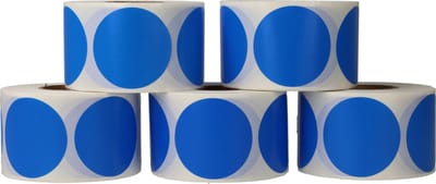 5x 500 Etiketten Rond Blauw Stickers 35 mm op Rol - Label Blanco Stickers Gekleurd - Sluitzegel - Dappaz