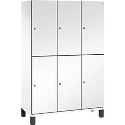 C+P Double-tier locker Cambio, 3 vakken, 6 legborden, op poten, B 1200 x D 525 x H 1980 mm, verkeerswit/wit