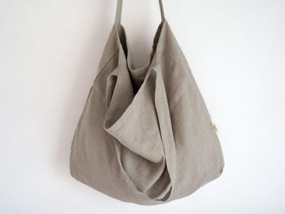 Linnen Label - Duurzaam 100% Europees gewassen linnen Mom bag/ Schoudertas met binnenvakje - 58x42cm met draagbanden 80cm - Naturel